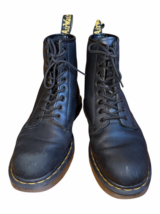 Dr. Martens Other - Dr. Martens Black Leather Lace-Up Work Boots with Yellow Stitching